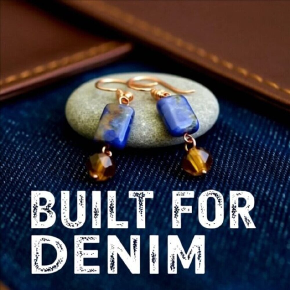 2/$25! Rustic Blue Sodalite + Copper Earrings for Jeans, Denim Lovers!